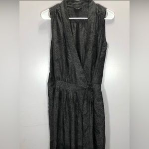 Theory Women’s Anya Grey Floral Pattern 100% Silk Sleeveless Wrap Dress